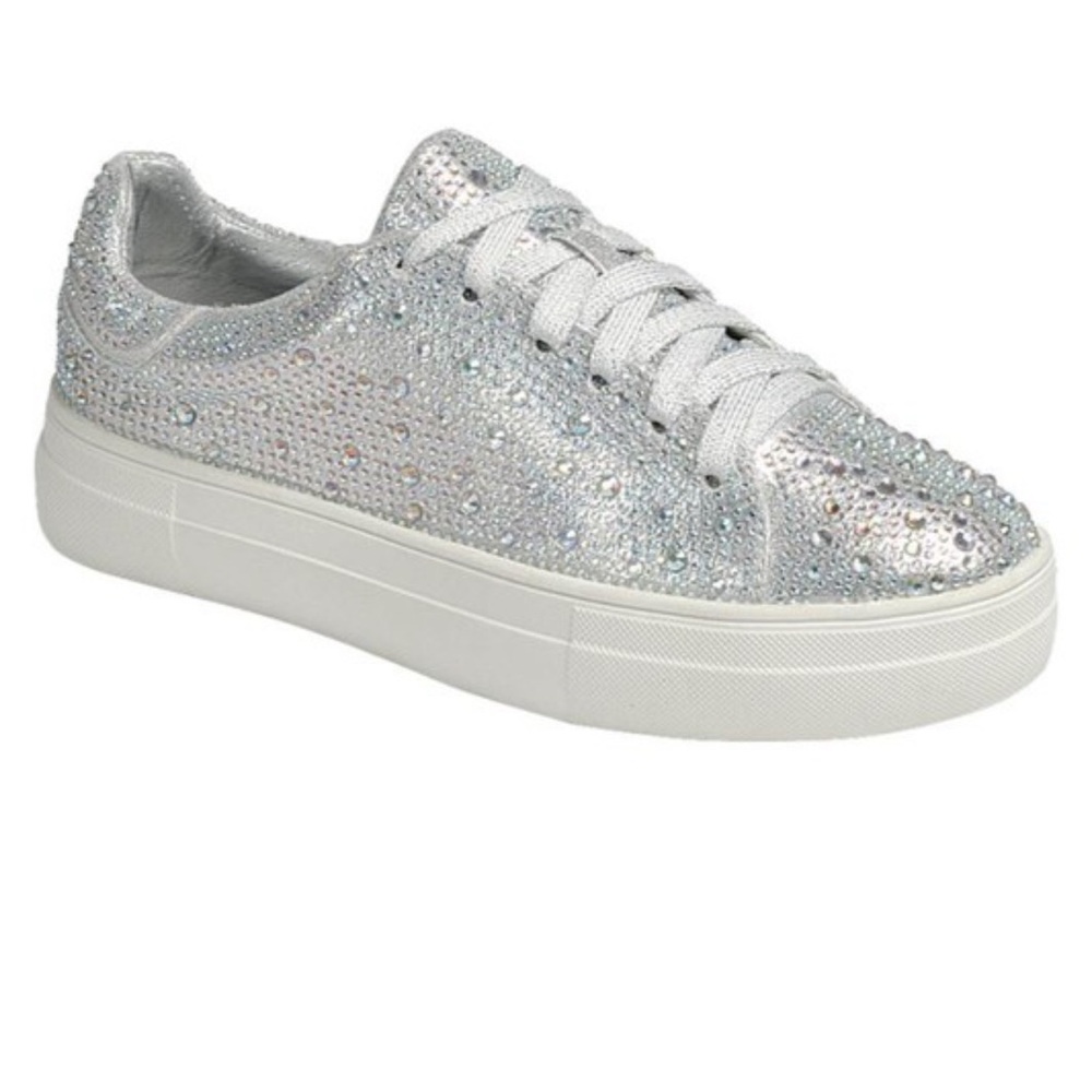 Women's Silver Rhinstone Sneakers
